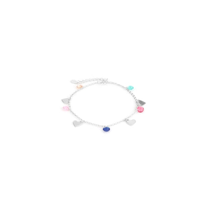Rainbow Heart Charm Silver Bracelet