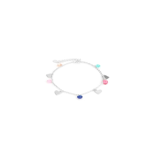 Rainbow Heart Charm Silver Bracelet