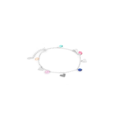 Rainbow Heart Charm Silver Bracelet
