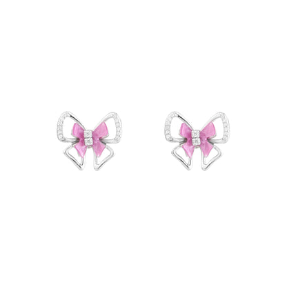 Pink Butterfly CZ Pendant Set in 925 Sterling Silver