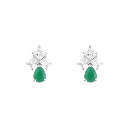 Emerald Drop Sparkle Stud Earrings