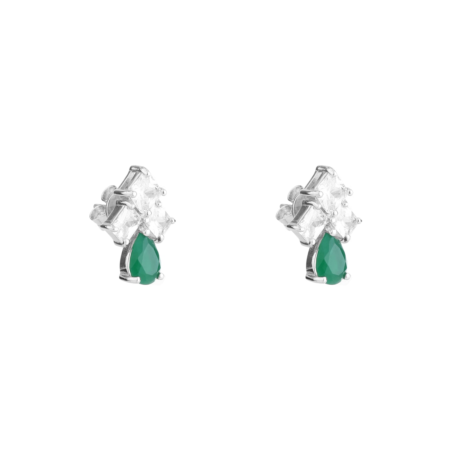 Emerald Drop Sparkle Stud Earrings