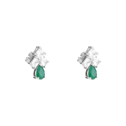 Emerald Drop Sparkle Stud Earrings