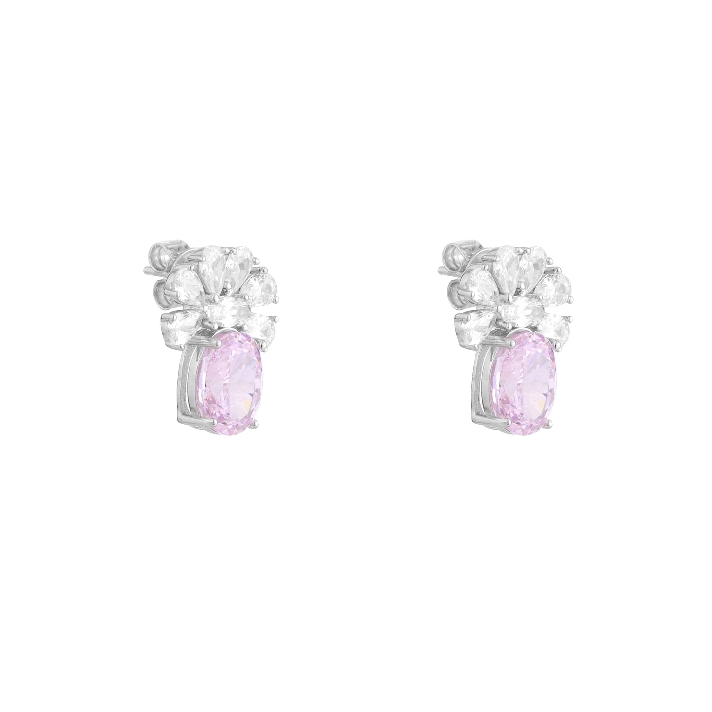 Pink Radiance Floral CZ Earrings