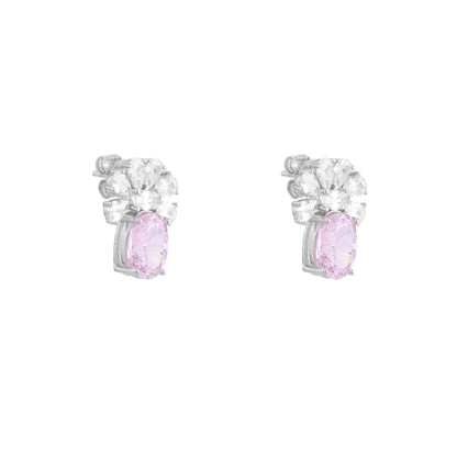 Pink Radiance Floral CZ Earrings