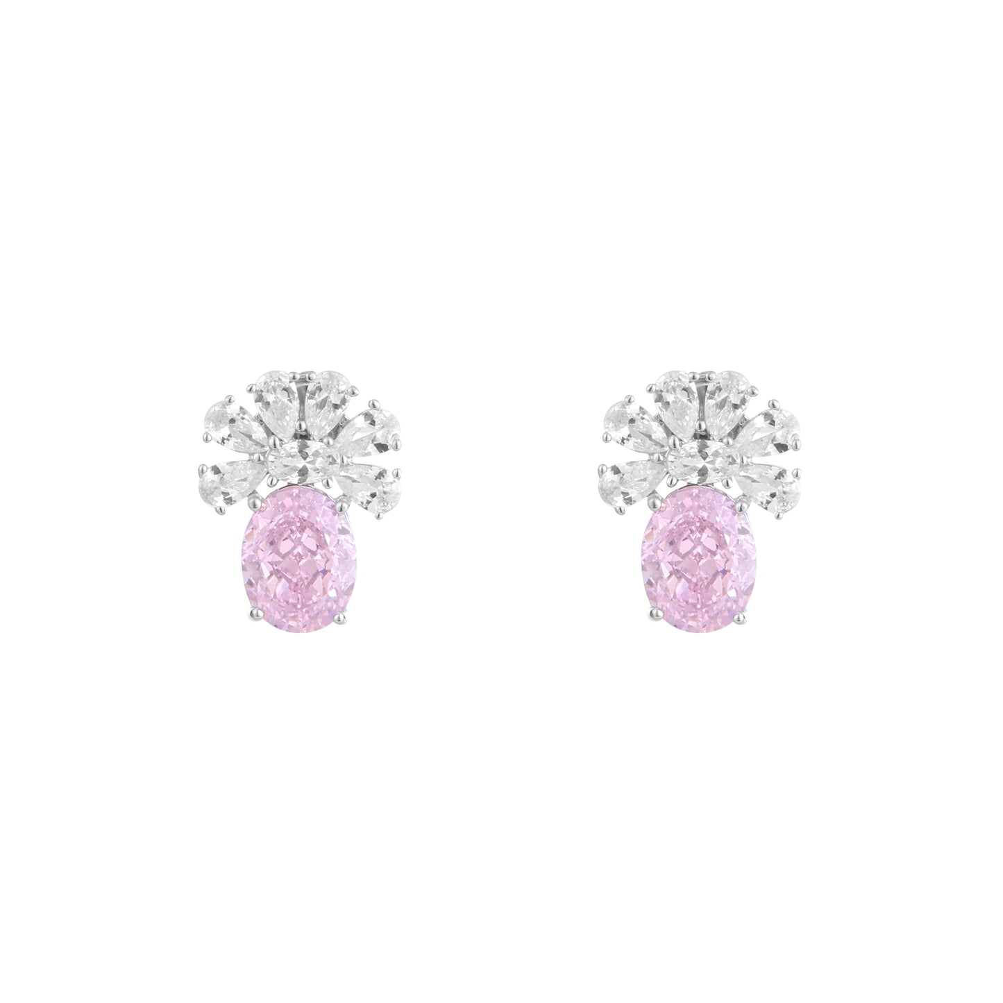 Pink Radiance Floral CZ Earrings