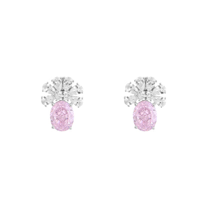 Pink Radiance Floral CZ Earrings