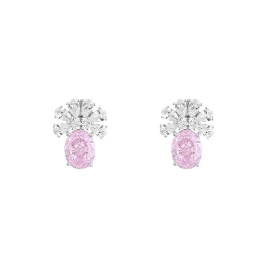 Pink Radiance Floral CZ Earrings
