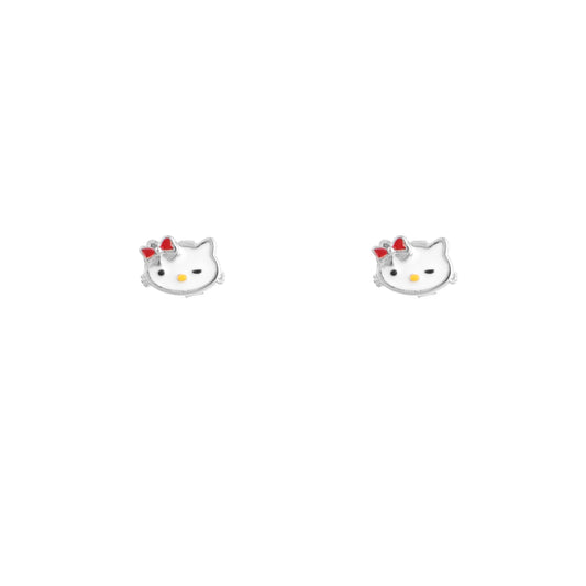 Hello Kitty Charm – 925 Sterling Silver Necklace & Earrings Set
