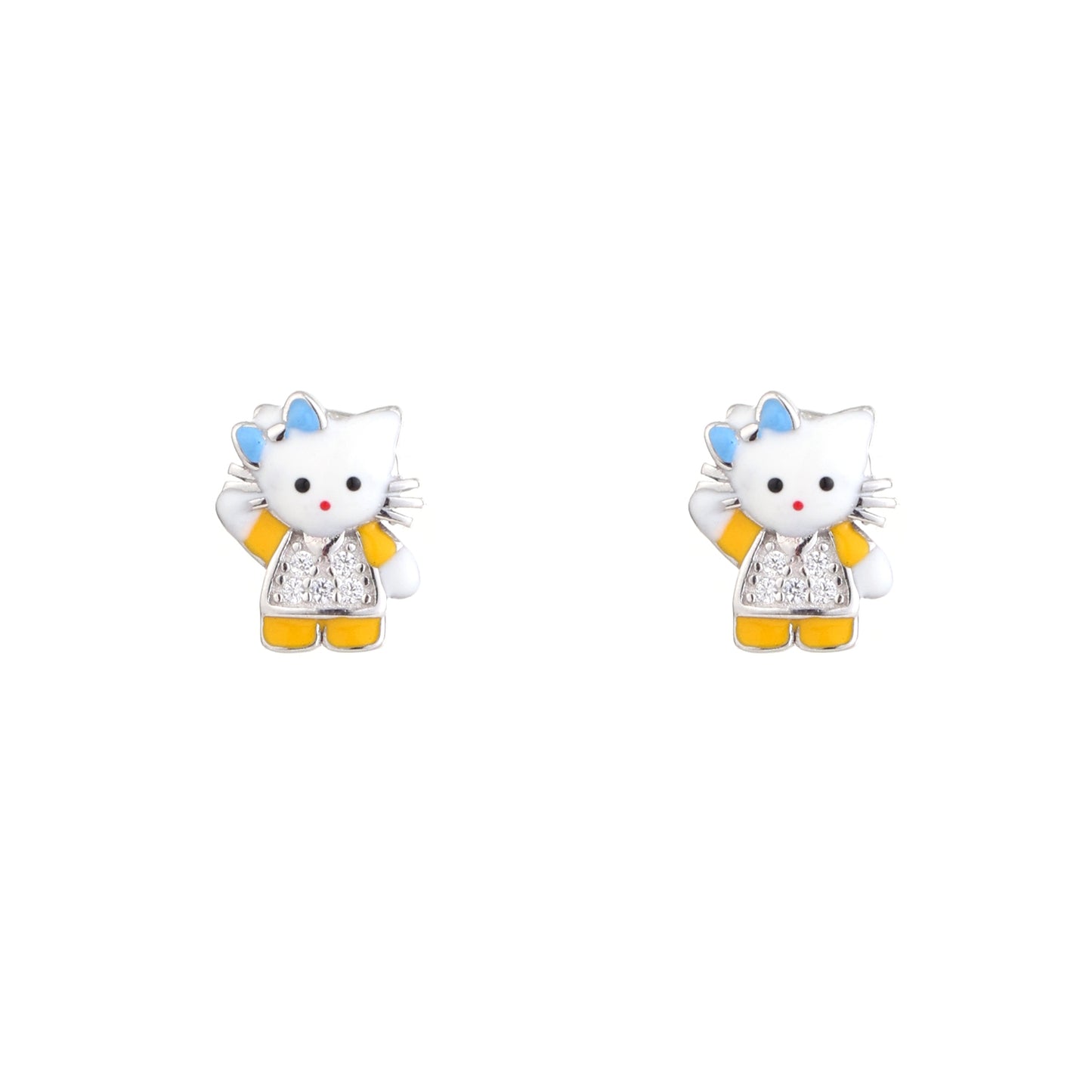 Hello Kitty CZ Charm Pendant Necklace in 925 Sterling Silver