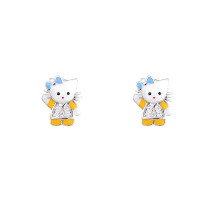 Hello Kitty CZ Charm Pendant Necklace in 925 Sterling Silver