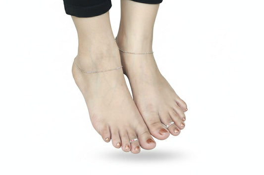 925 Sterling Silver Minimal Chain Anklet (Pair)