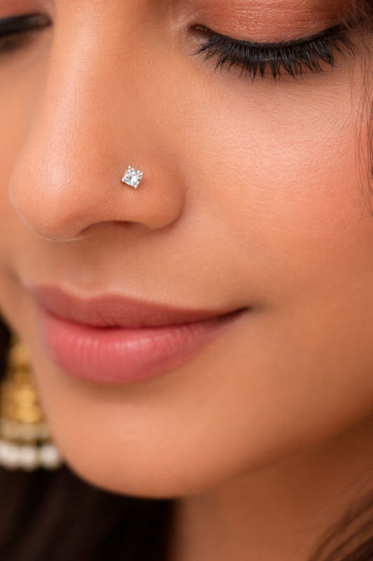 Luna Square 925 Silver Nose Pin