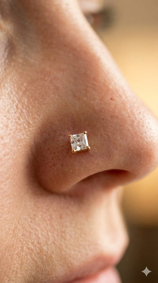 Luna Square 925 Silver Nose Pin