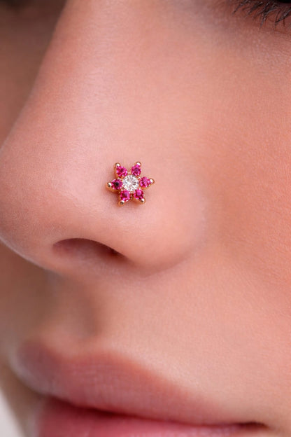 Ruby Bloom 925 Silver Nose Pin