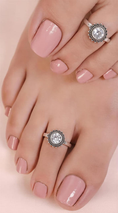 Celestial Halo 925 Silver Toe Rings (Pair)