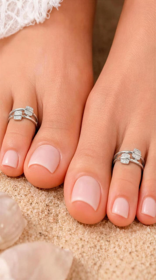 Minimal Duo Spark 925 Silver Toe Rings (Pair)