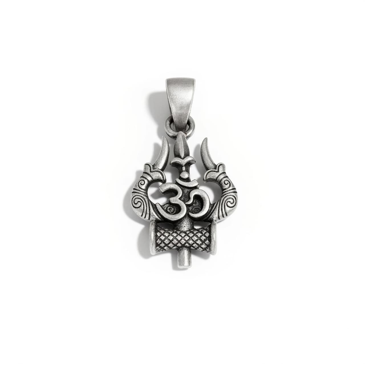 Trishul Om 925 Silver Pendant