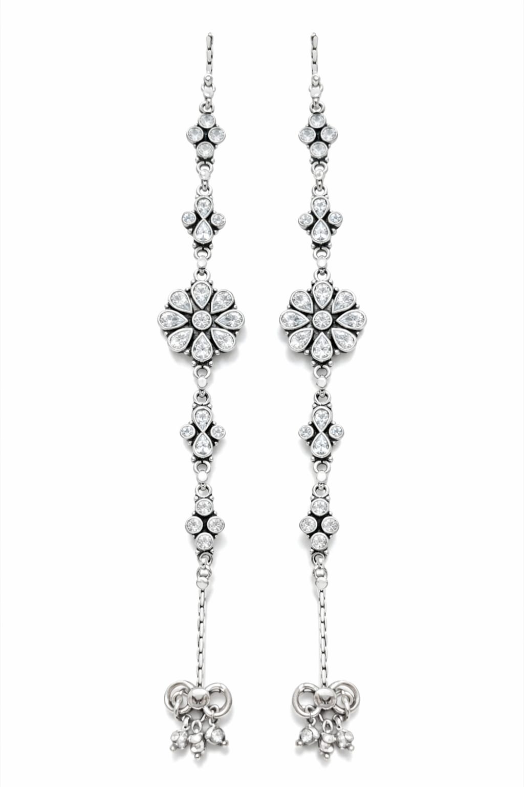 Floral Stone 925 Silver Anklet (Pair)