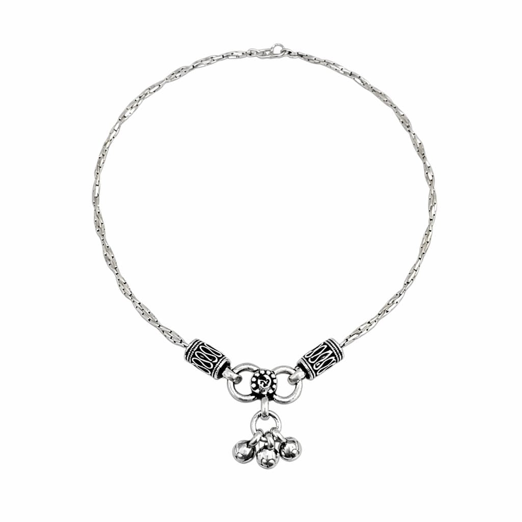 Ghungroo Charm 925 Silver Anklet (Pair)