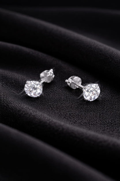 Round Solitaire 925 Silver Stud Earrings