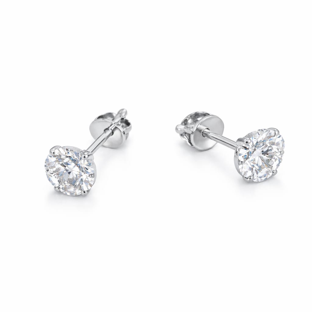 Round Solitaire 925 Silver Stud Earrings