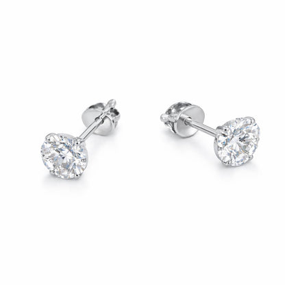 Round Solitaire 925 Silver Stud Earrings