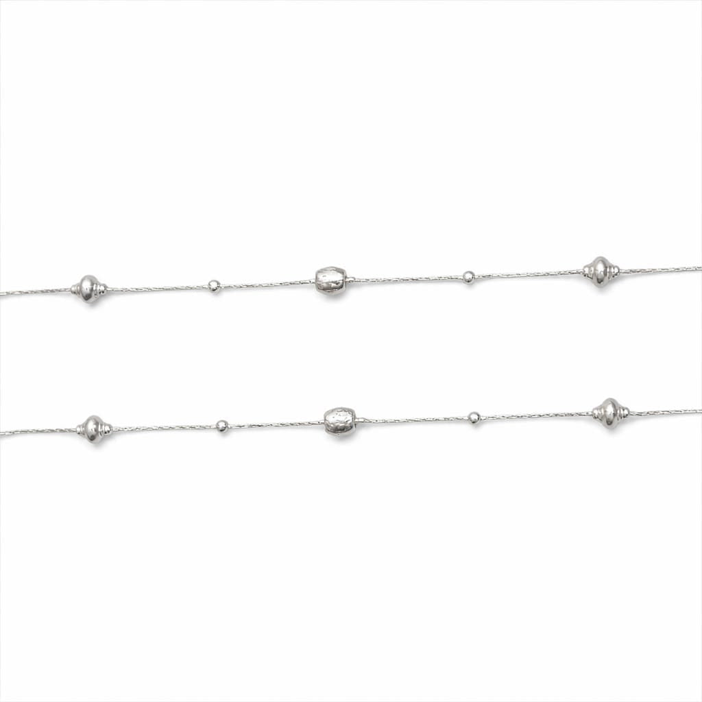 Minimal Beaded Silver Anklet (Pair)