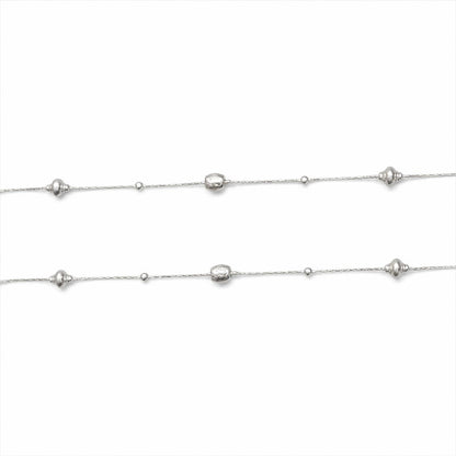 Minimal Beaded Silver Anklet (Pair)