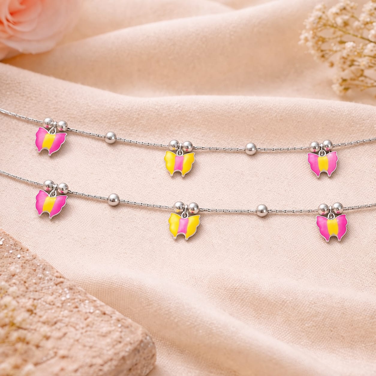 Color Pop Butterfly Anklet (Pair)