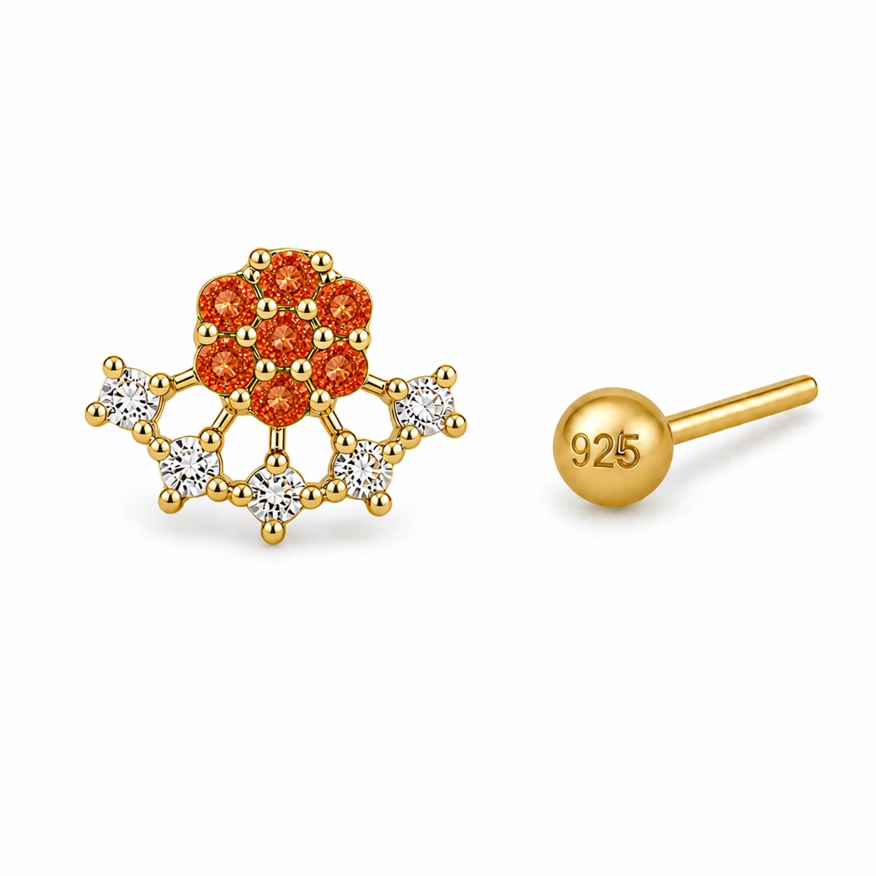 Sunset Bloom 925 Silver Nose Pin