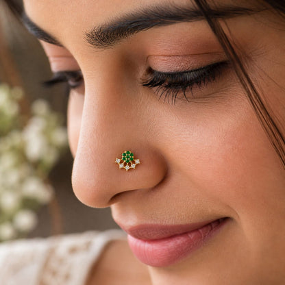 Verdant Bloom 925 Silver Nose Pin