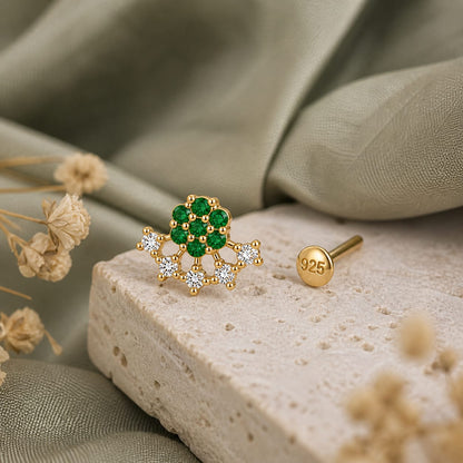 Verdant Bloom 925 Silver Nose Pin