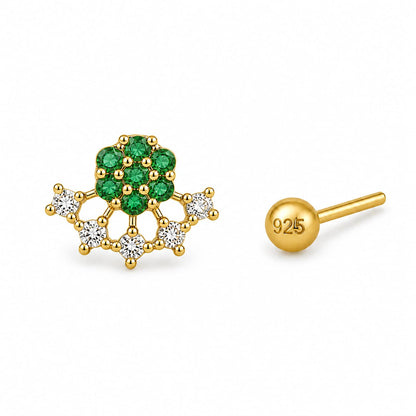 Verdant Bloom 925 Silver Nose Pin