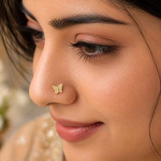 Butterfly Zircon Nose Pin in 925 Sterling Silver