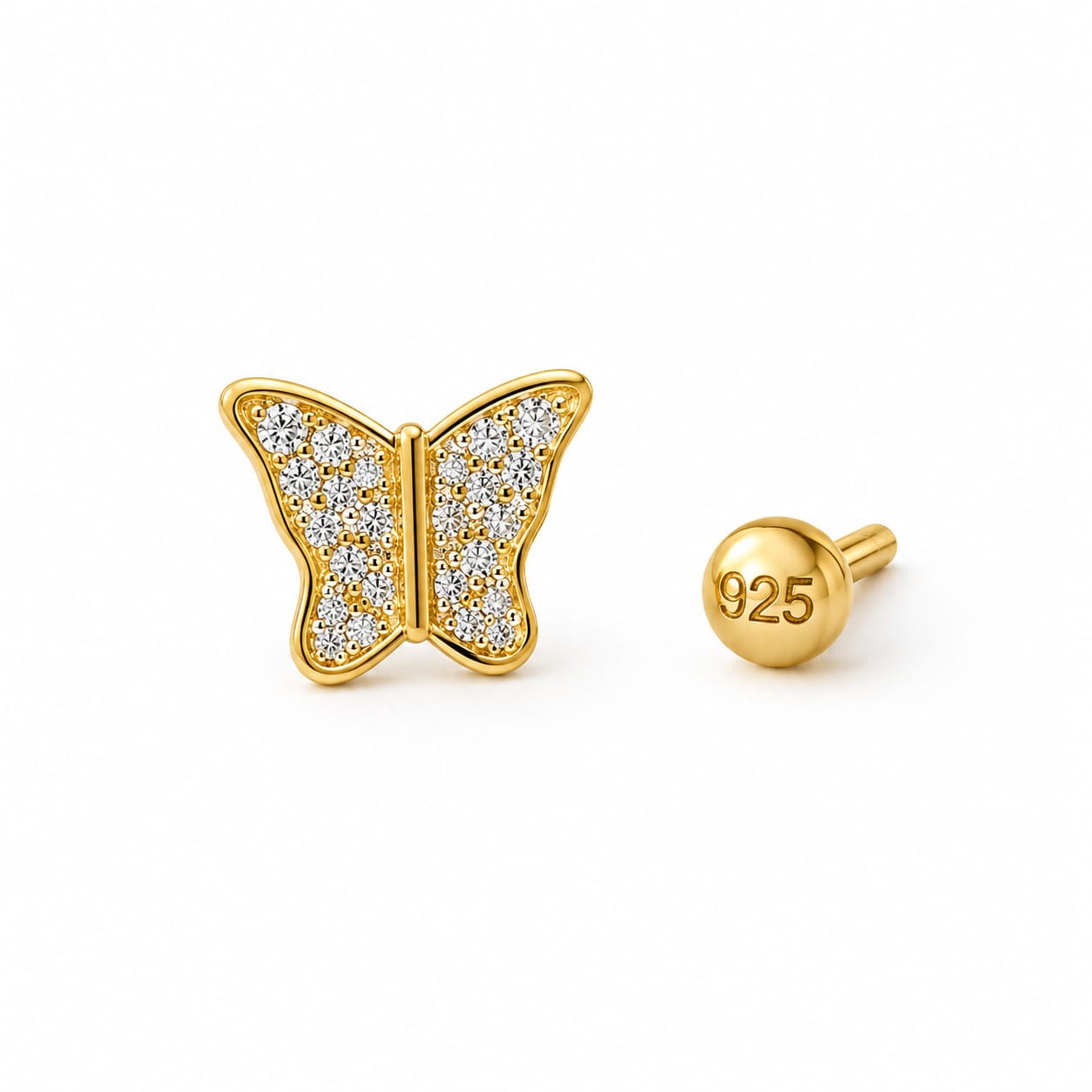 Butterfly Zircon Nose Pin in 925 Sterling Silver