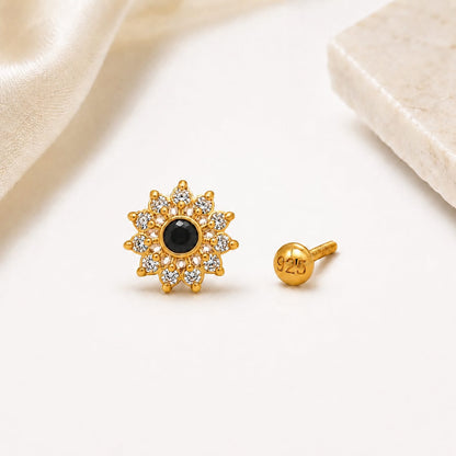Midnight Petal Nose Pin in 925 Sterling Silver