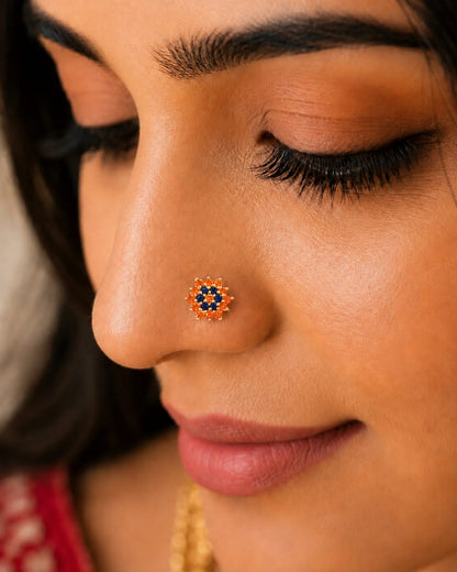 Sunset Mosaic Nose Pin in 925 Sterling Silver