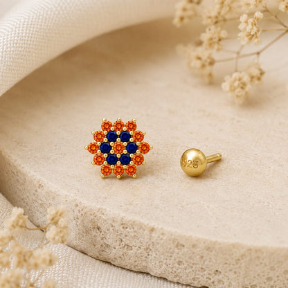 Sunset Mosaic Nose Pin in 925 Sterling Silver