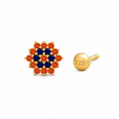 Sunset Mosaic Nose Pin in 925 Sterling Silver
