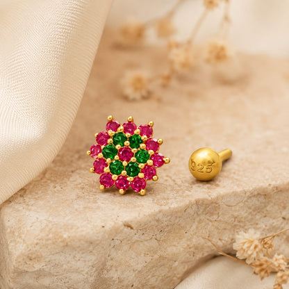 Rosette Bloom Nose Pin in 925 Sterling Silver