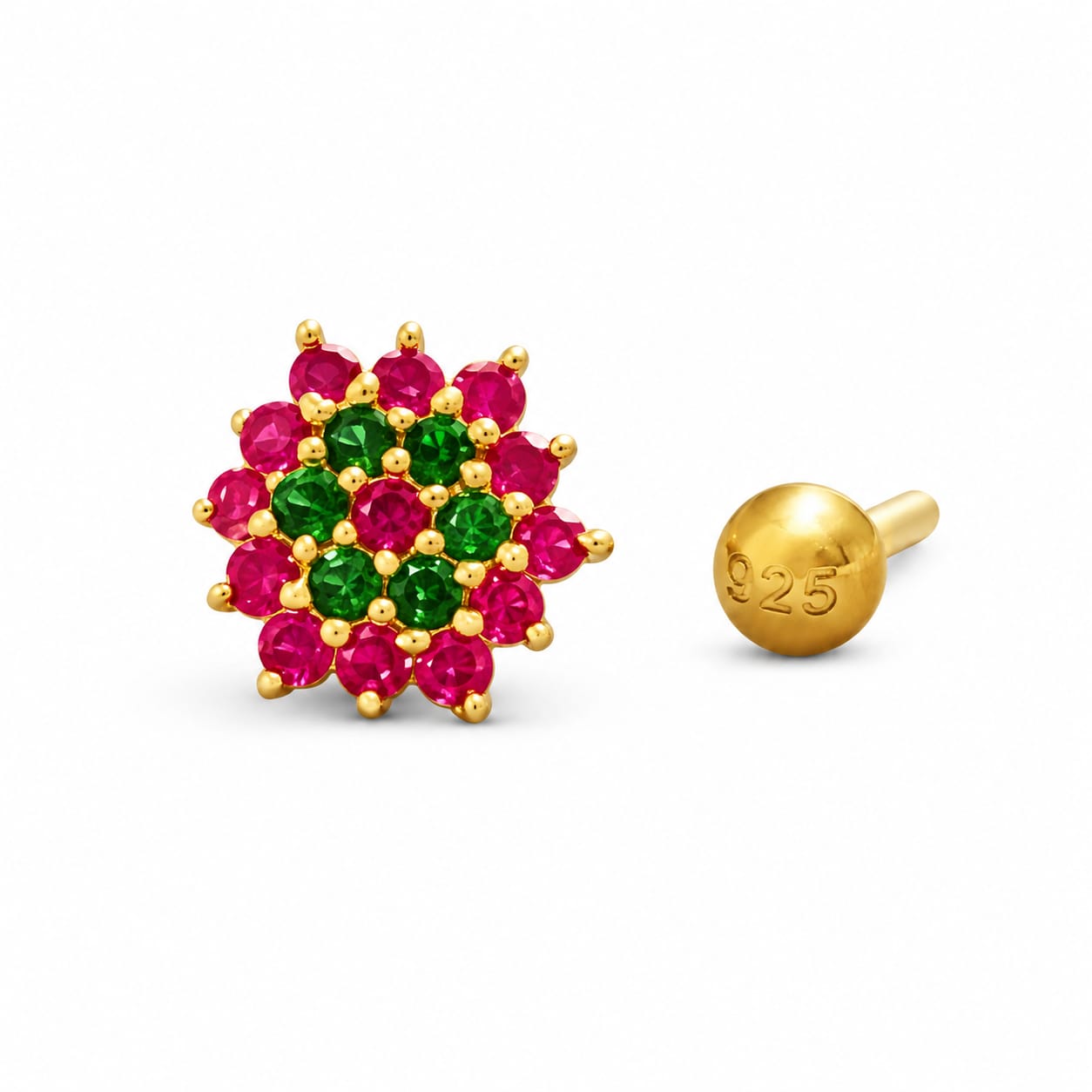 Rosette Bloom Nose Pin in 925 Sterling Silver