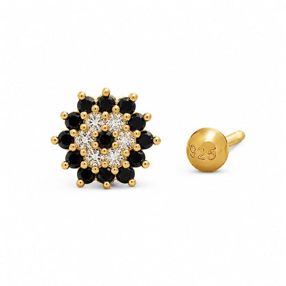 Celeste Noir Floral Nose Pin in 925 Sterling Silver