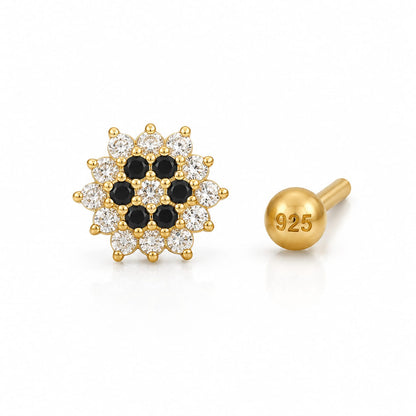 Midnight Blossom Nose Pin in 925 Sterling Silver