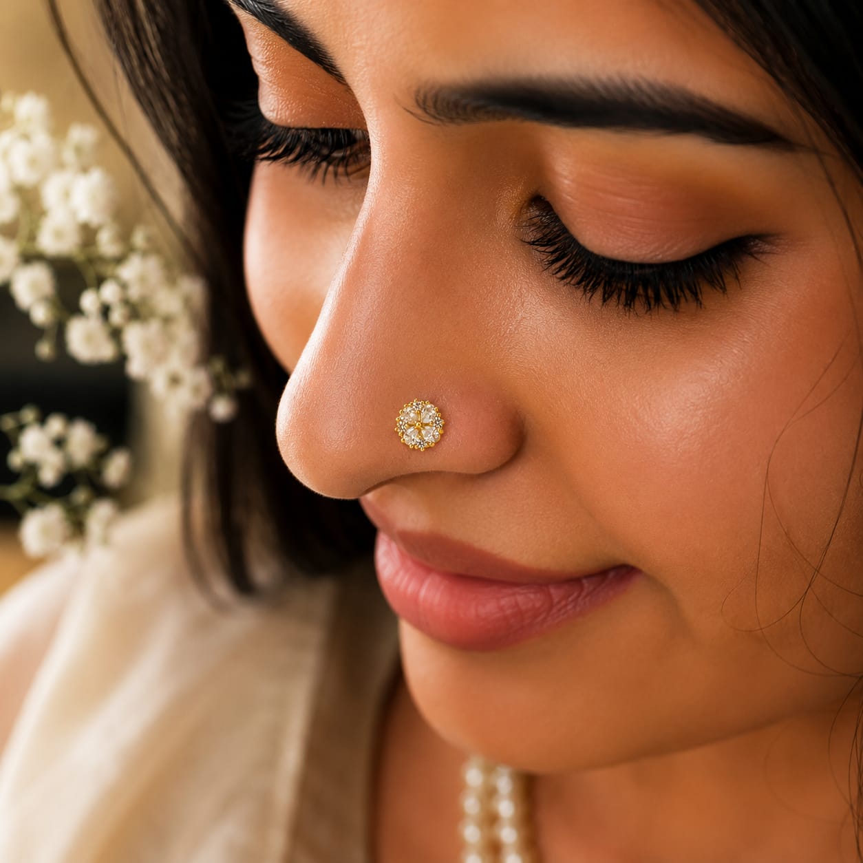 Ivory Blossom 925 Silver Nose Pin