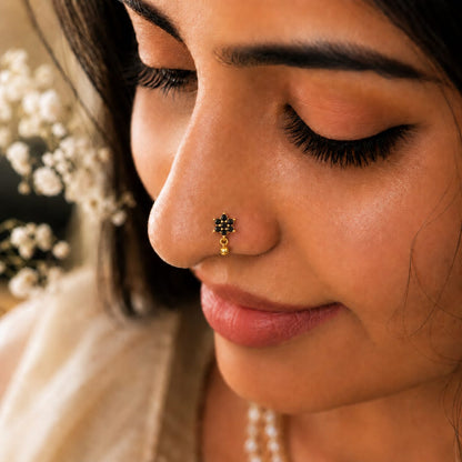 Midnight Bloom Drop 925 Silver Nose Pin