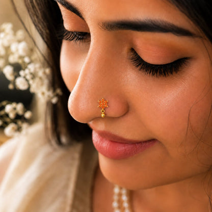 Sunfire Bloom Drop 925 Silver Nose Pin