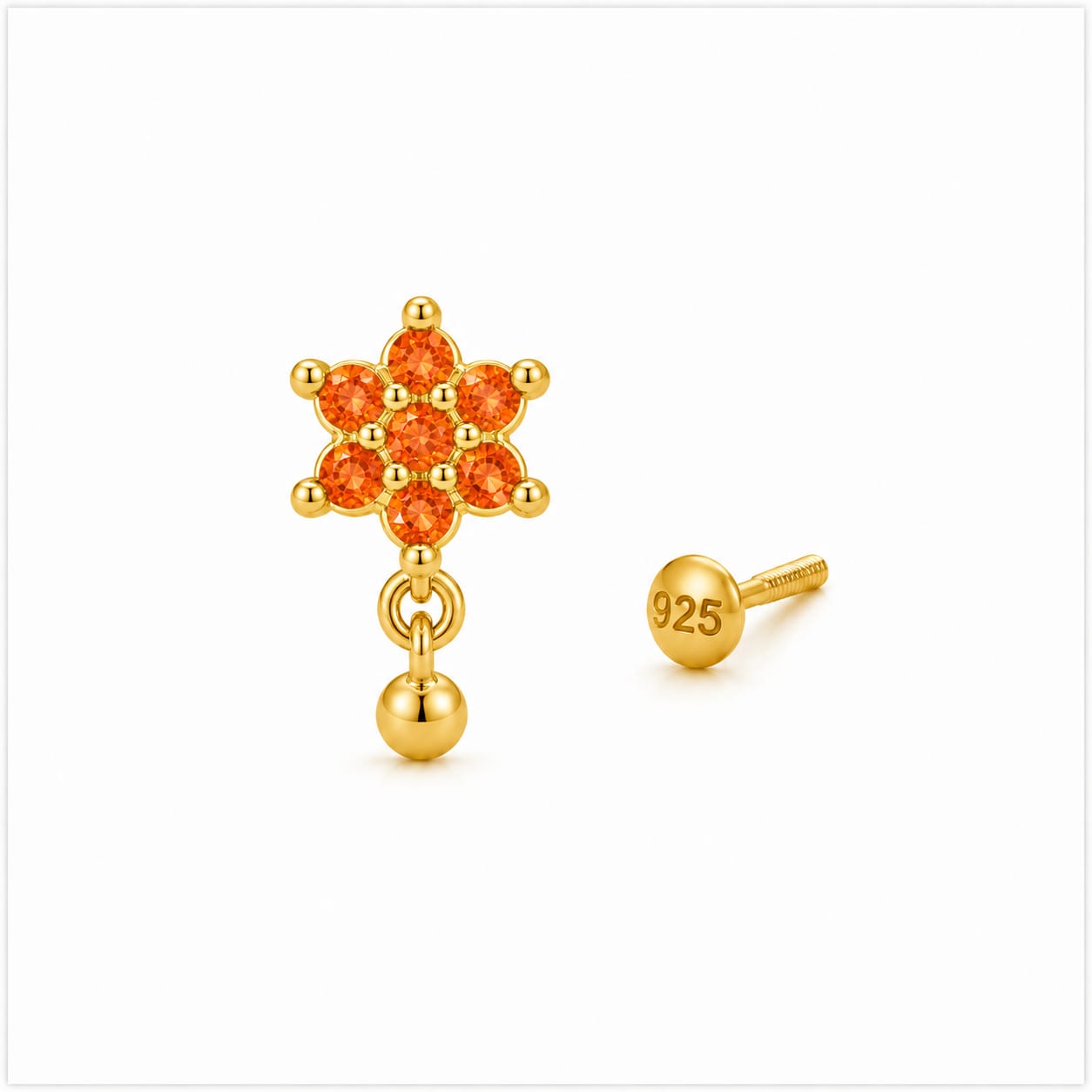 Sunfire Bloom Drop 925 Silver Nose Pin