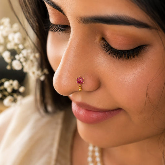 Rosé Bloom Drop 925 Silver Nose Pin