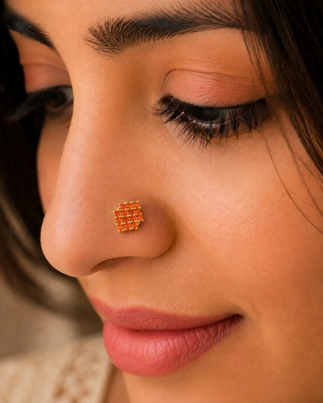 Coral Grid 925 Silver Nose Pin